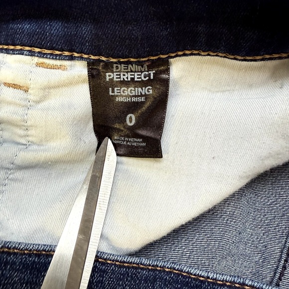 EXPRESS Womens Perfect Legging‎ High Rise Distress Blue Denim Jeans Size 0 - Picture 7 of 9